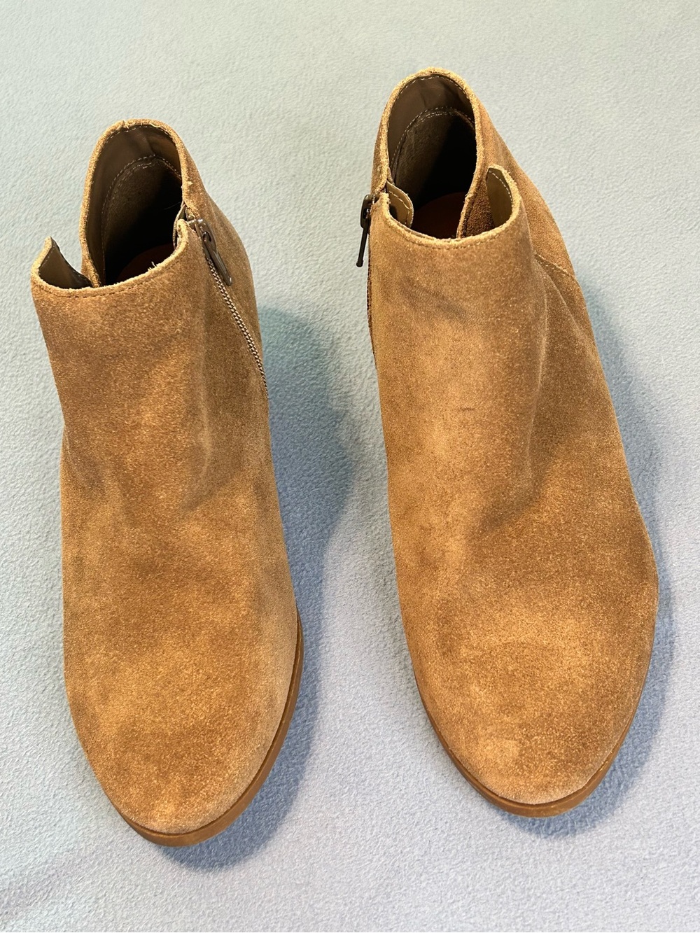 G.H. Bass & Co. Tan Suede Ankle Zip Booties
